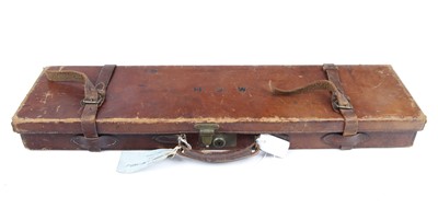 Lot 1453 - Leather gun case, fitted interior for 27 ins...