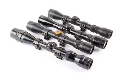 Lot 1222 - Four scopes with mounts inc. Apollo 3-9x40...