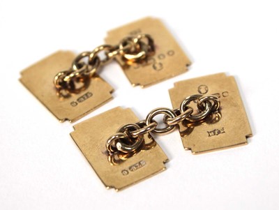 Lot 508 - A pair of 9ct yellow gold engine turned...