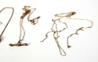 Lot 527 - Four 9ct yellow gold finelink necklaces, one...