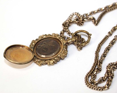 Lot 537 - A gold plated fancy link muff/guard chain...