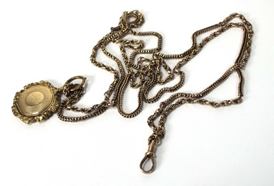 Lot 537 - A gold plated fancy link muff/guard chain...