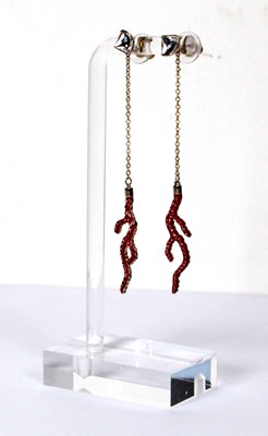 Lot 558 - A pair of Swarovski gilt ear pendants, each...