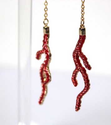 Lot 558 - A pair of Swarovski gilt ear pendants, each...