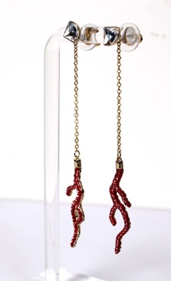 Lot 558 - A pair of Swarovski gilt ear pendants, each...