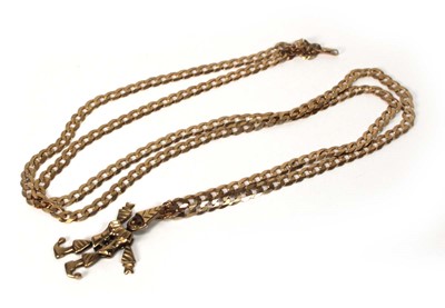 Lot 560 - A 9ct yellow gold flat curblink necklace...