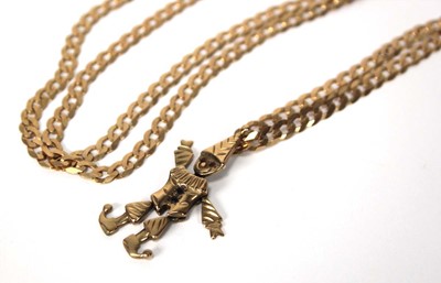 Lot 560 - A 9ct yellow gold flat curblink necklace...