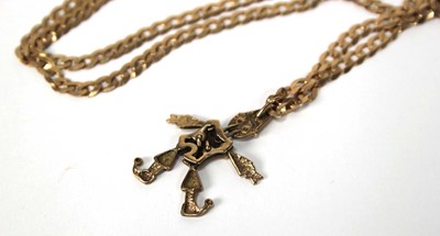 Lot 560 - A 9ct yellow gold flat curblink necklace...