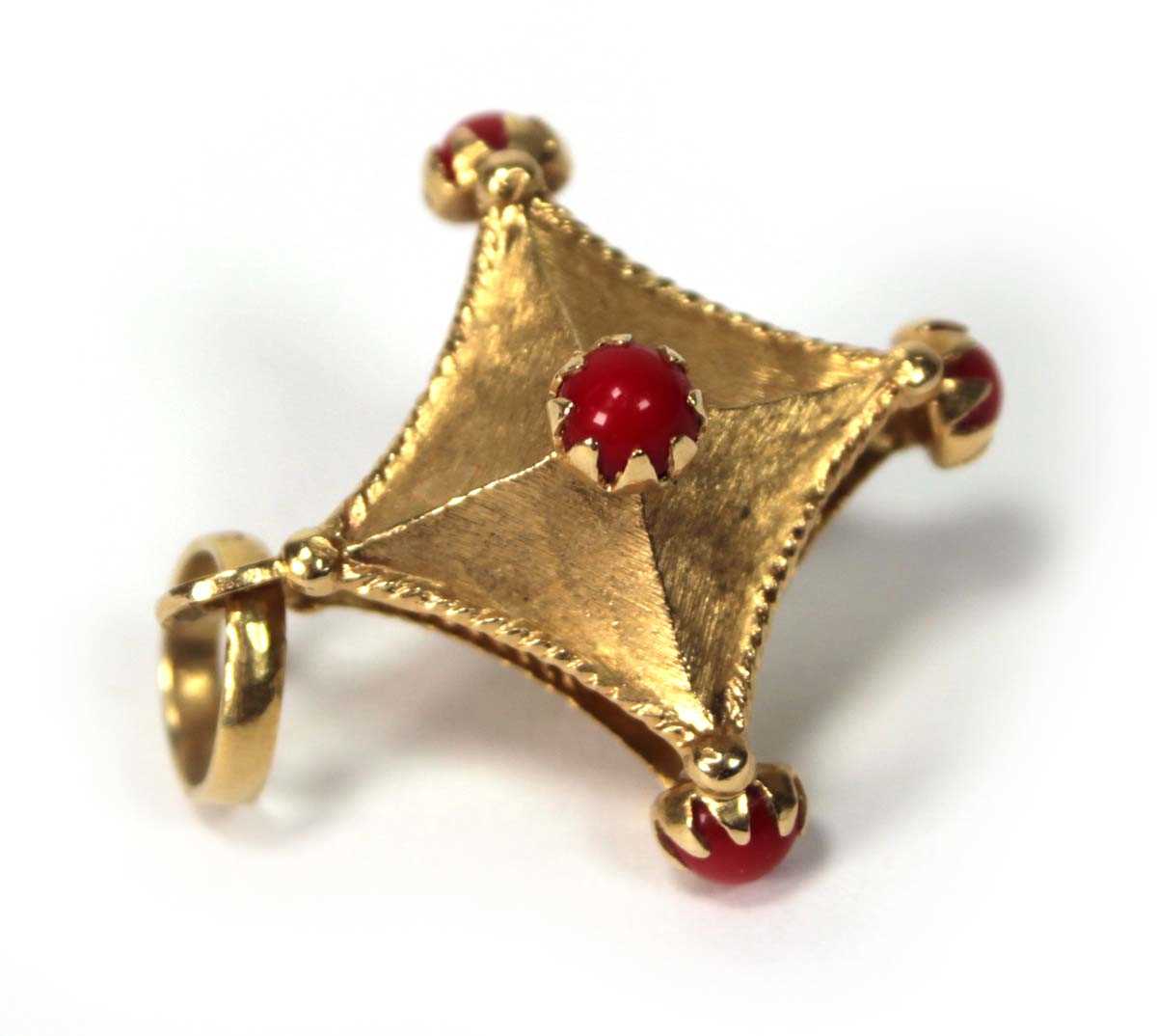 Lot 561 - A yellow metal pendant of openwork diamond...