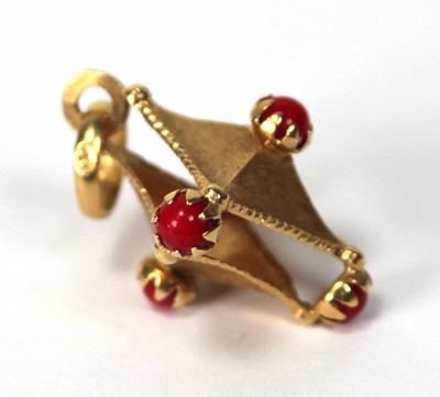 Lot 561 - A yellow metal pendant of openwork diamond...