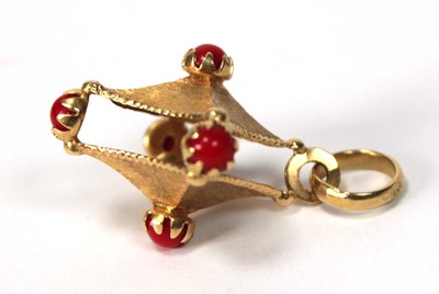 Lot 561 - A yellow metal pendant of openwork diamond...