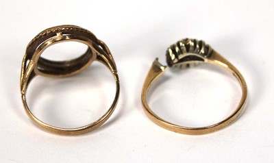 Lot 563 - A 9ct yellow gold ring mount, Birmingham 1977,...
