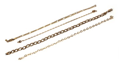 Lot 568 - A 9ct yellow gold flat curblink bracelet with...