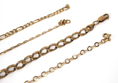 Lot 568 - A 9ct yellow gold flat curblink bracelet with...