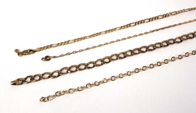 Lot 568 - A 9ct yellow gold flat curblink bracelet with...