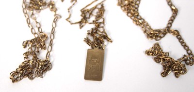 Lot 570 - Three 9ct yellow gold necklaces, overall 8.1...