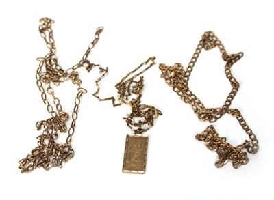 Lot 570 - Three 9ct yellow gold necklaces, overall 8.1...