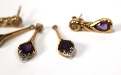 Lot 575 - Two pairs of 9ct yellow gold earrings set...