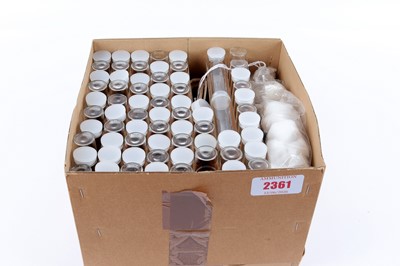Lot 2361 - Box of specimen tubes for powder etc