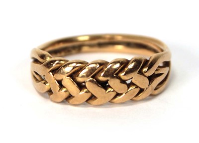 Lot 577 - An 18ct yellow gold keepers type ring, ring...