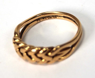 Lot 577 - An 18ct yellow gold keepers type ring, ring...