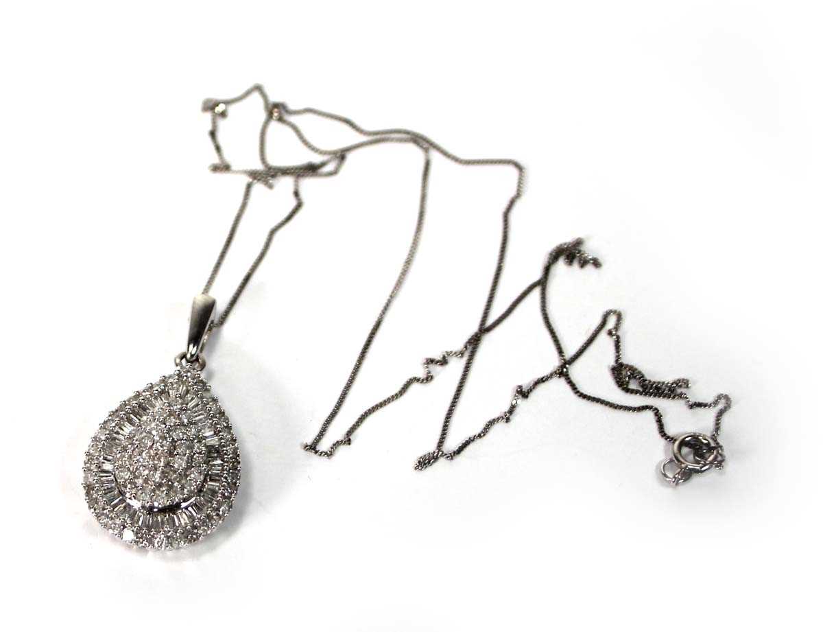 Lot 589 - A 9ct white gold fine flat curblink necklace...