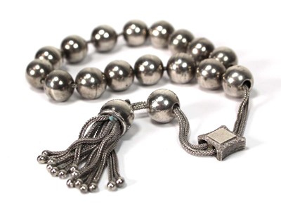 Lot 592 - A set of silver worry beads (komboloi) with...