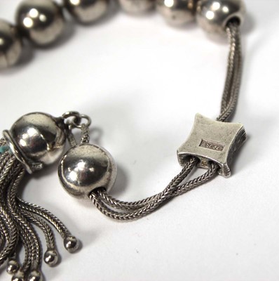 Lot 592 - A set of silver worry beads (komboloi) with...