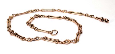Lot 595 - A rose/yellow gold fancy link necklace with...