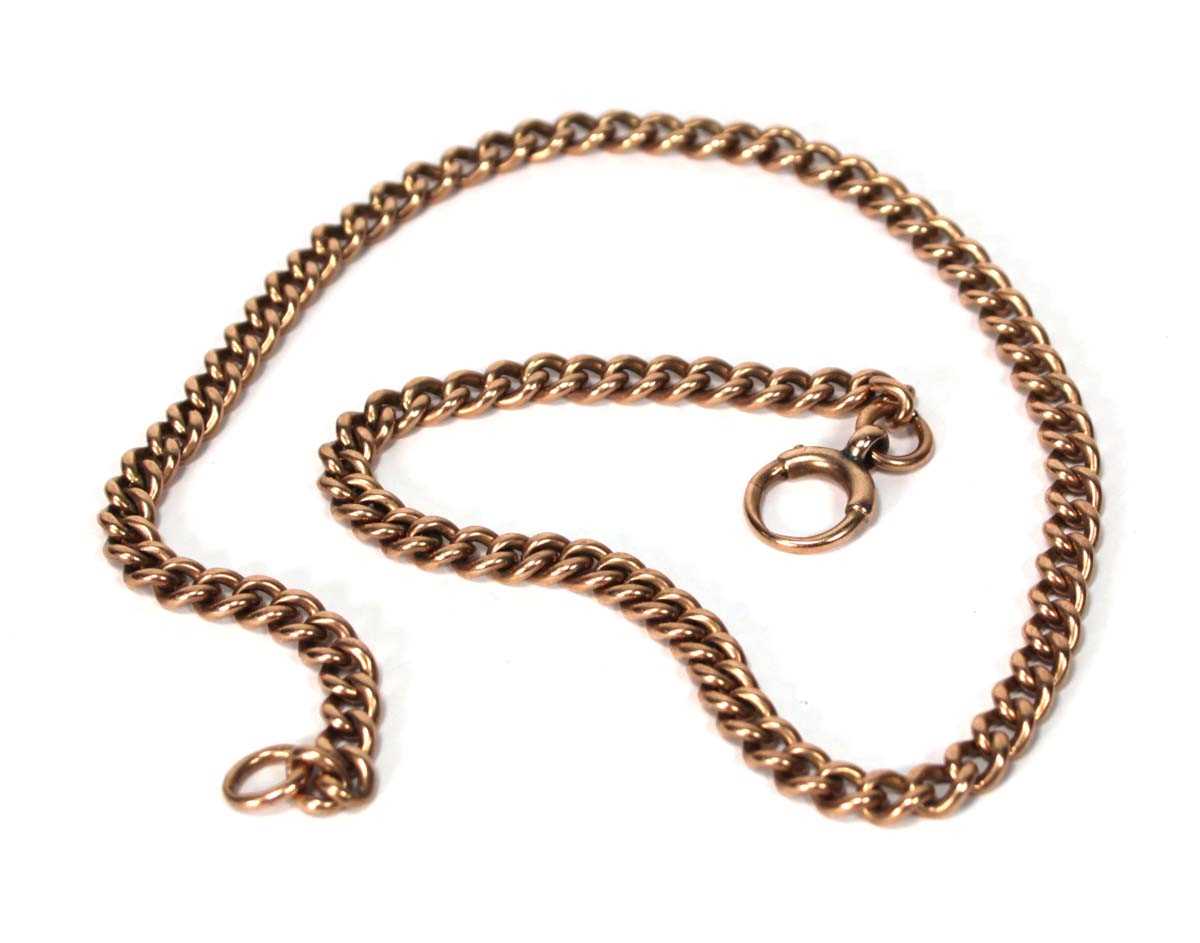 Lot 596 - A 9ct rose gold curblink necklace, l. 40 cm,...