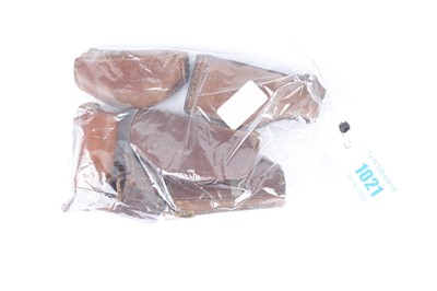 Lot 1021 - Six various leather muzzle & foresight...