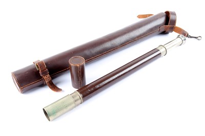 Lot 1235 - Single-draw telescope, with a longer leather case