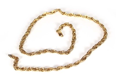 Lot 608 - An 18ct yellow gold ropetwist necklace with...