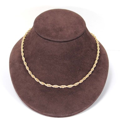 Lot 608 - An 18ct yellow gold ropetwist necklace with...