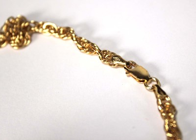 Lot 608 - An 18ct yellow gold ropetwist necklace with...