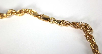 Lot 608 - An 18ct yellow gold ropetwist necklace with...