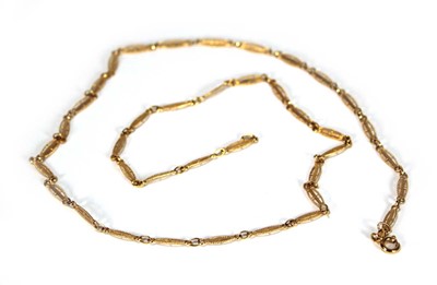 Lot 609 - An 18ct yellow gold fancy oval link necklace,...