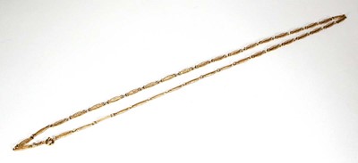Lot 609 - An 18ct yellow gold fancy oval link necklace,...