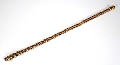 Lot 613 - A 9ct yellow gold flat curblink bracelet with...