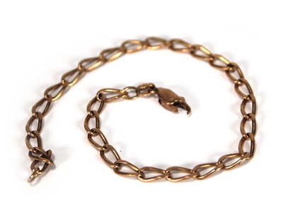 Lot 614 - A 9ct yellow gold elongated curblink bracelet,...