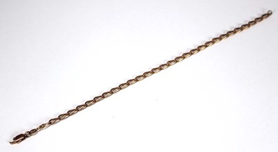 Lot 614 - A 9ct yellow gold elongated curblink bracelet,...
