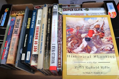 Lot 1317 - Tray of shooting related books, mainly on...