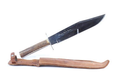 Lot 21 - Bowie knife, 9 ins blade, two-piece antler...