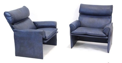 Lot 25 - A pair of Saporiti Italian blue vinyl lounge...