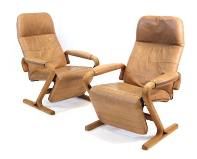 Lot 51 - A pair of Scandinavian armchairs with bentwood...
