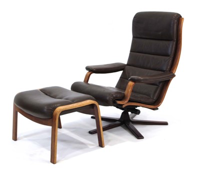 Lot 53 - A 1970's Swedish adjustable swivel armchair...