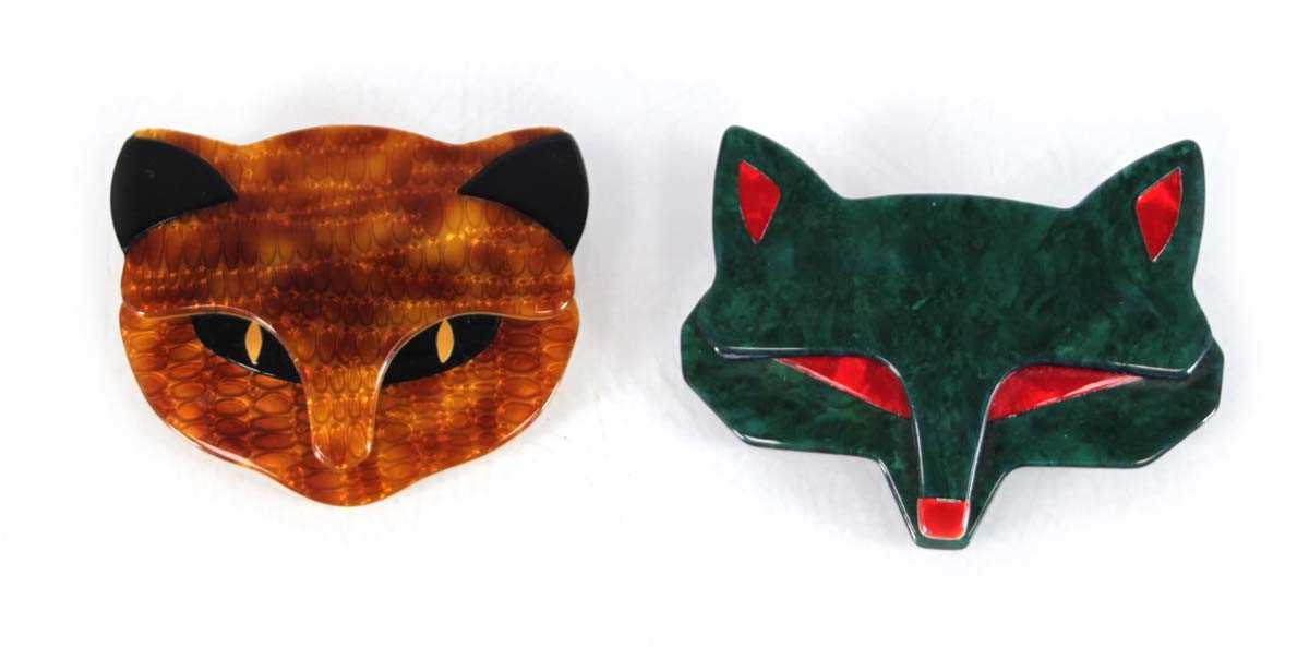 Lot 48 - Two French brooches modelled as cats by Lea Stein