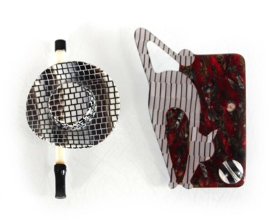 Lot 49 - Two French brooches modelled as a cat with...