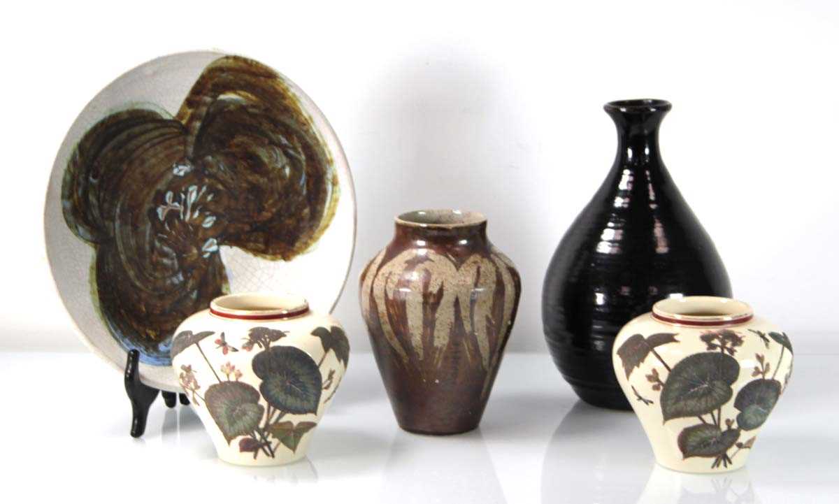 Lot 50 - A studio pottery vase inscribed Robinson, h....