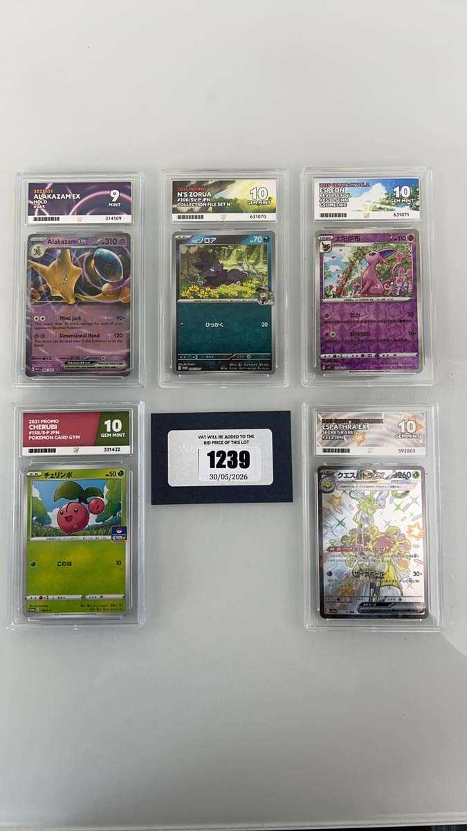 Lot 1239 - (5) Various Graded Pokémon cards by ACE...